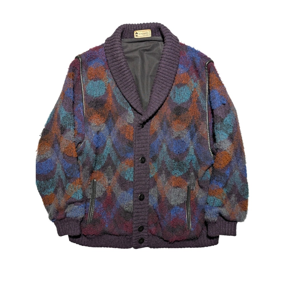 Vintage La Squadra Monte‎ Carlo Mohair Cardigan Jacket Italy Abstract Knit...